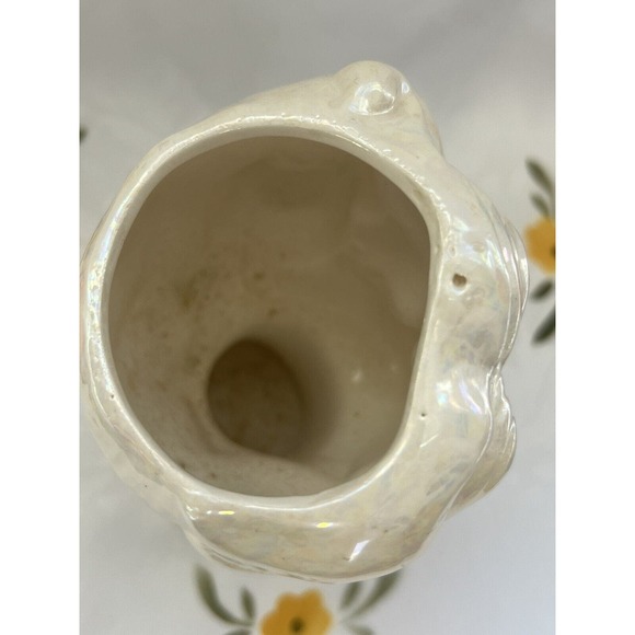 Vintage Norcrest Lustreware Lady Head Vase, BR-17, Blue Flower - Picture 9 of 11